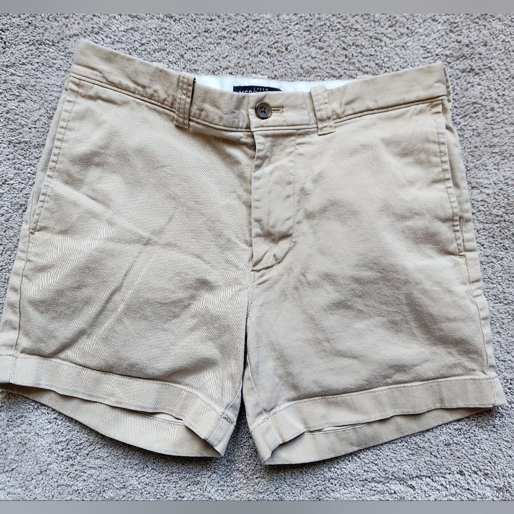 J Crew Mercantile Womens Khaki Chino Shorts, Size 29 Pockets Neutral Preppy Chic